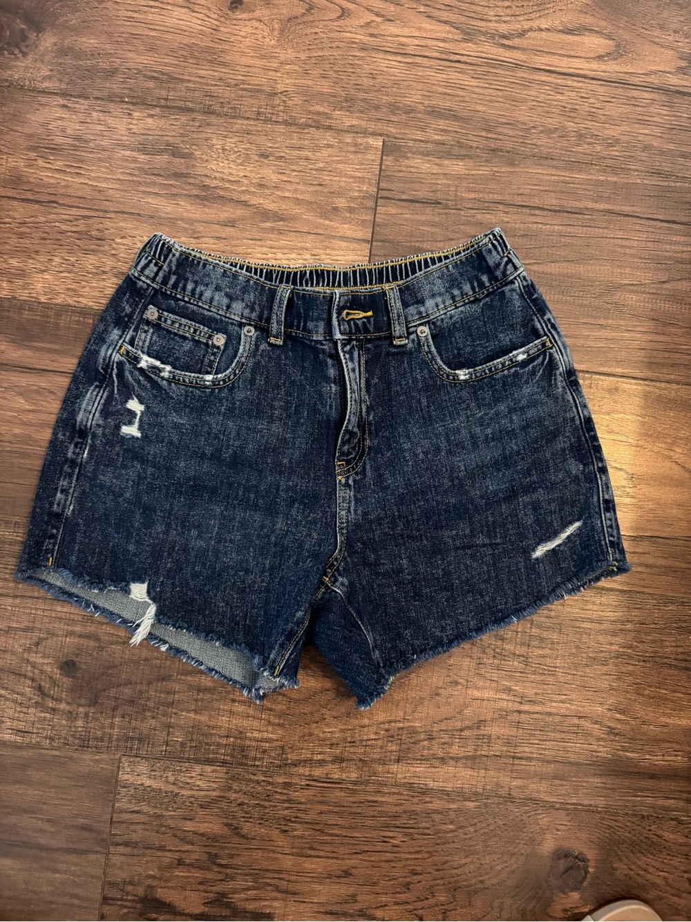 aerie Dark Blue Distressed Denim Shorts